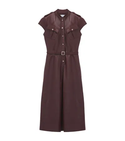Alexander Mcqueen Mcqueen Leather Uniform Midi Dress In Burgundy