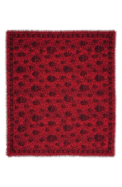 Alexander Mcqueen Mcqueen Leopard Skull Wool Fringe Scarf In Multi