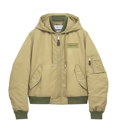 Alexander Mcqueen Mcqueen Logo Appliqué Bomber Jacket In Brown