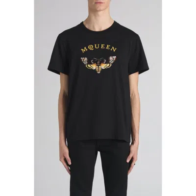 Alexander Mcqueen Mcqueen Logo Embroidered T-shirt In Black