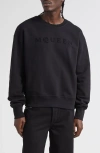 Alexander Mcqueen Cotton Sweatshirt With Ribbed Cuffs And Hem In Black