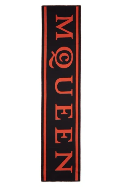 Alexander Mcqueen Mcqueen Logo Jacquard Wool Scarf
