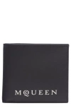 Alexander Mcqueen Bifold Wallet In Smooth Calf Leather With Logo Print In Black