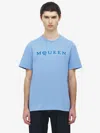 Alexander Mcqueen Logo-flocked Cotton-jersey T-shirt In Blue