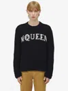 Alexander Mcqueen Logo Crewneck Cotton Sweater In Black