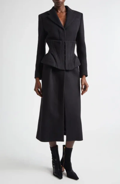 Alexander Mcqueen Mcqueen Long Cashmere & Wool Corset Coat In Black