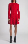 Alexander Mcqueen Cable-knit Wool And Cashmere Minidress In Red