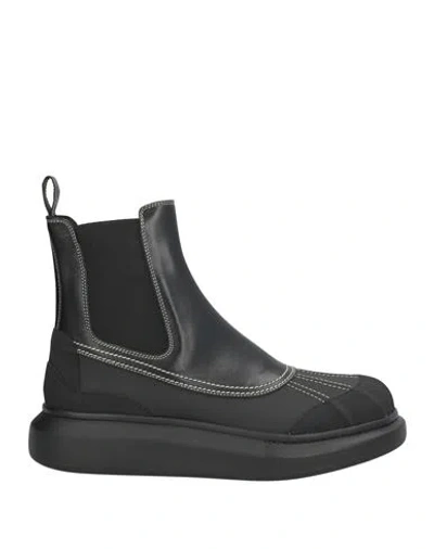 Alexander Mcqueen Mcqueen Man Ankle Boots Black Size 9 Leather, Rubber