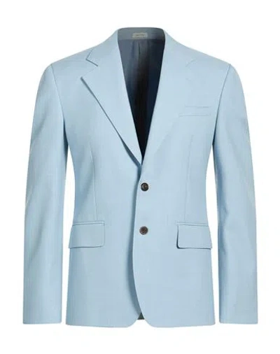 Alexander Mcqueen Mcqueen Man Blazer Sky Blue Size 38 Wool, Mohair Wool