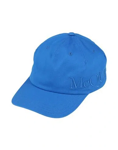 Alexander Mcqueen Mcqueen Man Hat Bright Blue Size 7 ¼ Cotton, Polyester, Calfskin