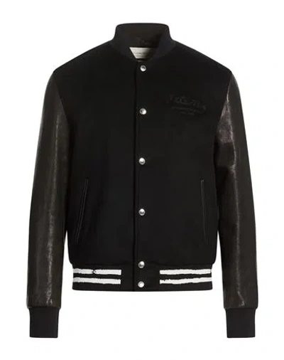 Alexander Mcqueen Mcqueen Man Jacket Black Size 38 Wool, Cashmere, Lambskin In Multi