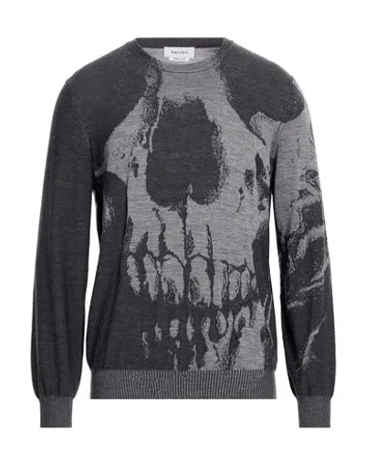 Alexander Mcqueen Mcqueen Man Sweater Charcoal Size L Wool In Gray
