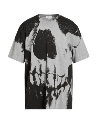 Alexander Mcqueen Mcqueen Man T-shirt Grey Size L Cotton In Black