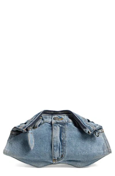 Alexander Mcqueen Mcqueen Manta Denim Clutch In Navy