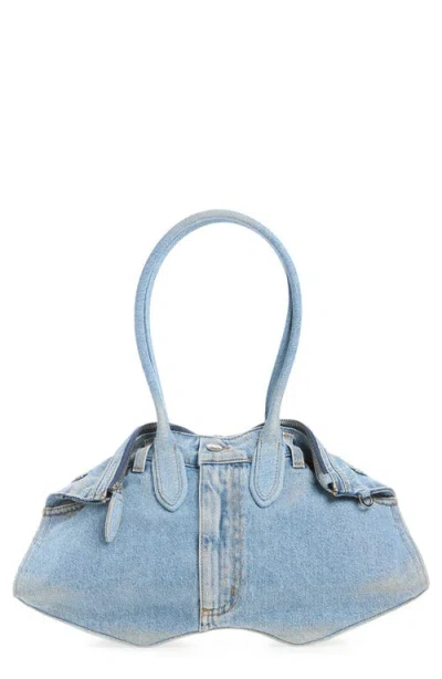 Alexander Mcqueen Mcqueen Manta Denim Shoulder Bag In Blue