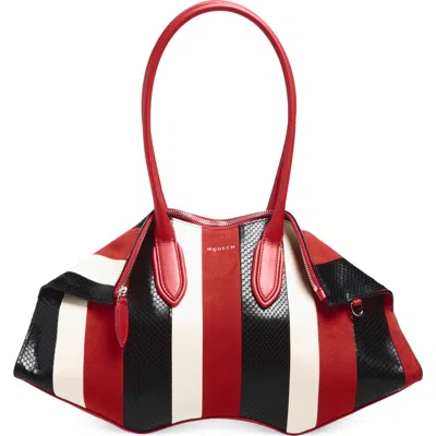 Alexander Mcqueen Mcqueen Manta Stripe Handbag In Red/white/black