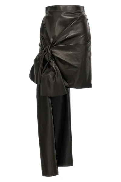 ALEXANDER MCQUEEN MCQUEEN MAXI BOW LEATHER SKIRT