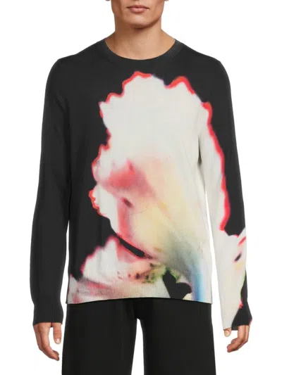 Alexander Mcqueen Mcqueen Men's Abstract Graphic Cotton Sweater In Black