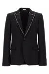 Alexander Mcqueen Wool Studded Blazer In Black