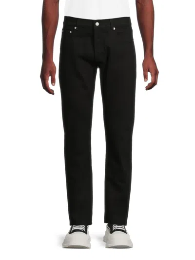 Alexander Mcqueen Mcqueen Men's Embroidered Logo Cotton Jeans In Black
