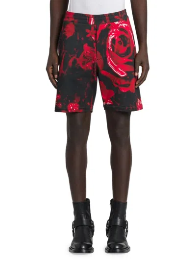 Alexander Mcqueen Mcqueen Men's Floral Cotton Shorts In Black
