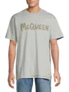 Alexander Mcqueen Mcqueen Men's Graffiti Logo Cotton T-shirt In Gray