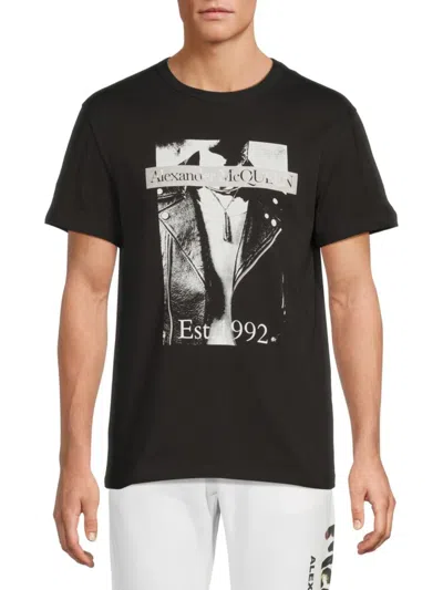 Alexander Mcqueen Mcqueen Men's Logo Graphic Cotton T-shirt In Black