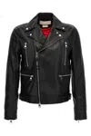 Alexander Mcqueen Slim-fit Zip-detailed Leather Biker Jacket In Black