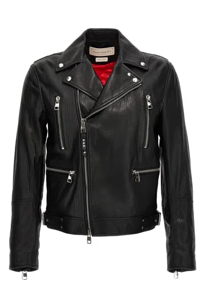 ALEXANDER MCQUEEN MCQUEEN MEN TEXTURE LEATHER JACKET