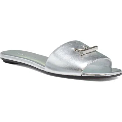 Alexander Mcqueen Mcqueen Metallic Leather Slide Sandal