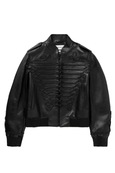 Alexander Mcqueen Mcqueen Military Leather Bomber Black