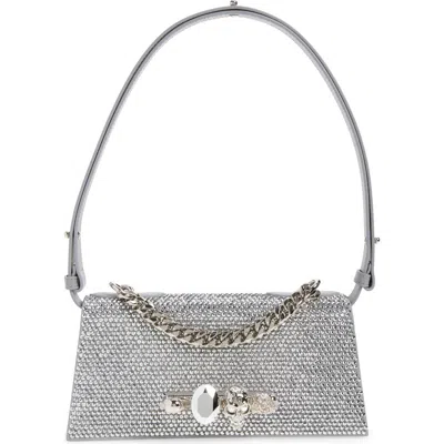 Alexander Mcqueen Mcqueen Mini Jeweled Shoulder Bag In Gray