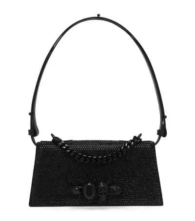 Alexander Mcqueen Mcqueen Mini Jewelled Knuckle Shoulder Bag In Black