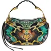 Alexander Mcqueen Mcqueen Mini Wishbone Snakeskin Embossed Leather Top Handle Bag In Black