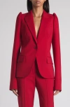 Alexander Mcqueen Mcqueen One-button Wool Grain De Poudre Jacket In Red