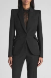 Alexander Mcqueen Mcqueen One-button Wool Jacket In Black