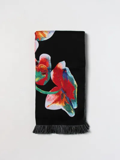 Alexander Mcqueen Mcqueen Orchid Scarf In Inlaid Wool In Black