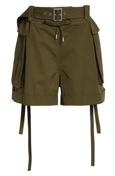 Alexander Mcqueen Mcqueen Oversize Cotton Twill Cargo Shorts In Green