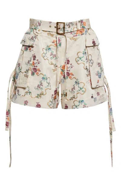 Alexander Mcqueen Mcqueen Oversize Floral Jacquard Cargo Shorts In Multi