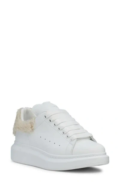 Alexander Mcqueen Mcqueen Oversize Genuine Shearling Trim Sneaker In White