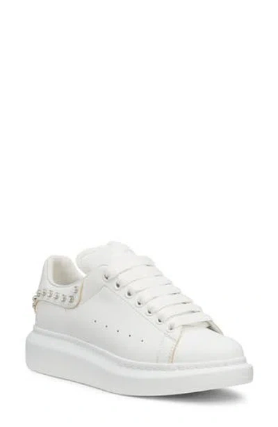 Alexander Mcqueen Mcqueen Oversized Crystal Embellished Sneaker In White