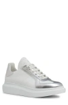 Alexander Mcqueen Metallic-panel Leather Sneakers In White