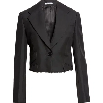 Alexander Mcqueen Mcqueen Pagoda Wool & Mohair Crop Jacket In Black
