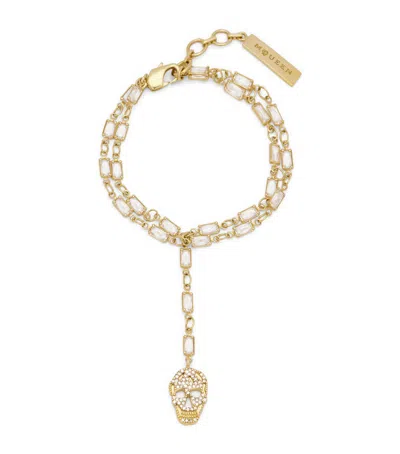 Alexander Mcqueen Mcqueen Pavé Skull Chain Bracelet In Brown