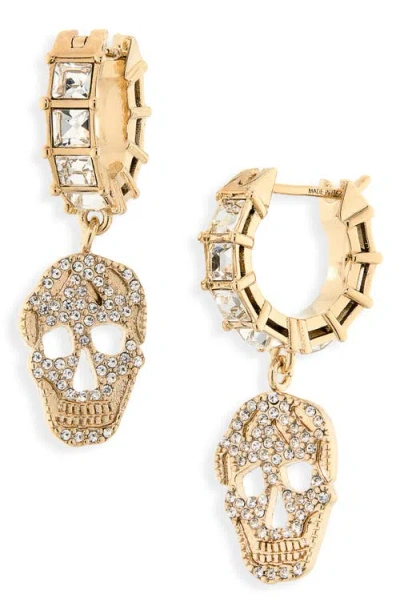 Alexander Mcqueen Mcqueen Pavé Skull Hoop Drop Earrings In Transparent