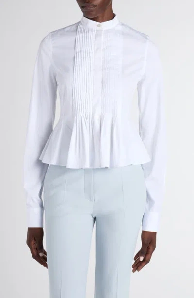 Alexander Mcqueen Mcqueen Pleated Cotton Poplin Peplum Shirt In White