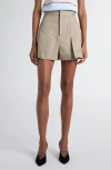 Alexander Mcqueen Pleated Cotton Shorts In Neutral