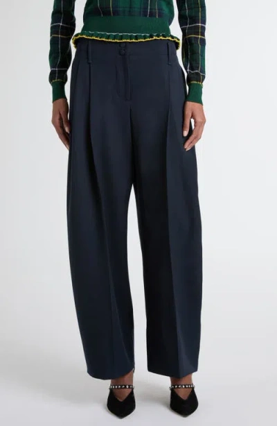 Alexander Mcqueen Mcqueen Pleated High Waist Wide Leg Tailored Wool Trousers