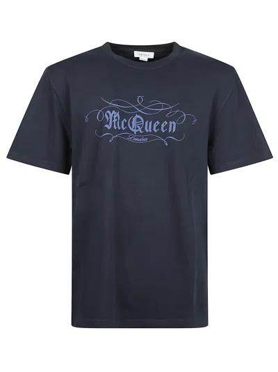 Alexander Mcqueen Mcqueen Print T-shirt In Blue