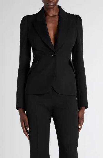 Alexander Mcqueen Mcqueen Puff Shoulder Wool Grain De Poudre Blazer In Black